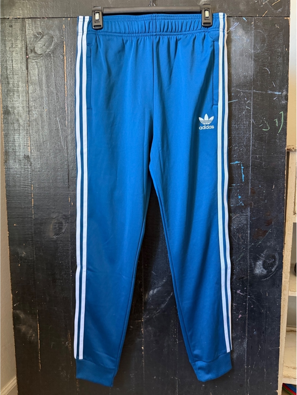 Adidas Originals Superstar Track Pants Blue White 3 Stripe Youth L DV2880 NWT